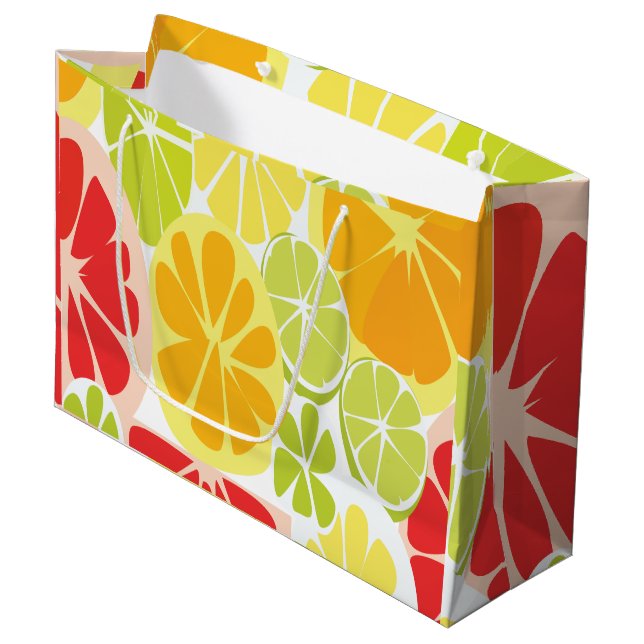 Citrus Fruit Pattern Large Gift Bag (Front Angled)