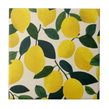 Citrus Fruit Pattern Yellow Lemons Mediterranean