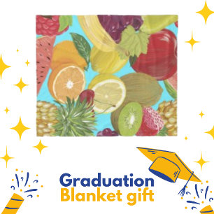 Citrus Fruit Picture  Cool Drawing Illustration  Fleece Blanket