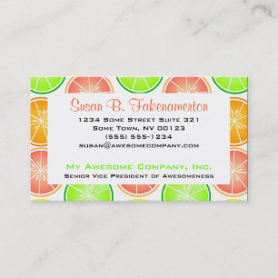 Citrus Fruit Print - Lemon Lime Orange Grapefruit Business Card