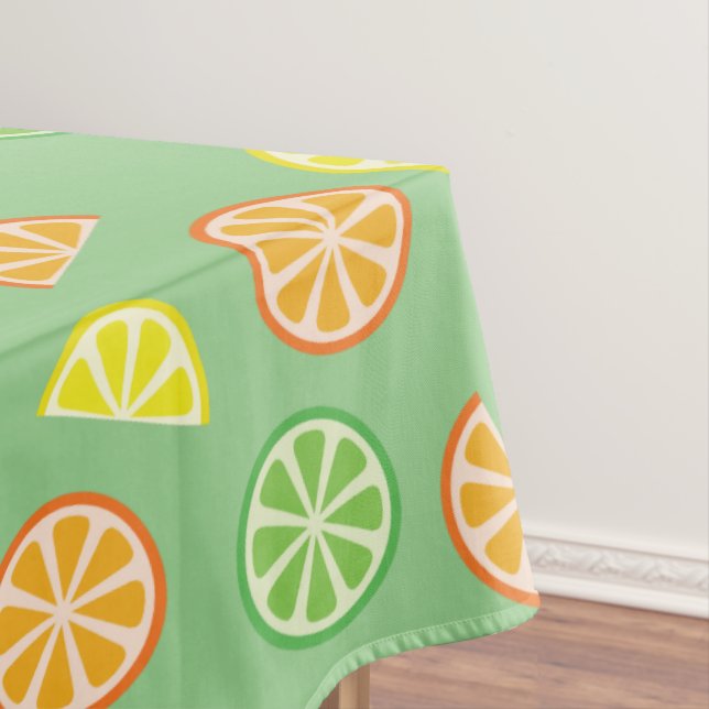 Citrus Fruit Slice Cute First Birthday Lemon Lime Tablecloth (In Situ)