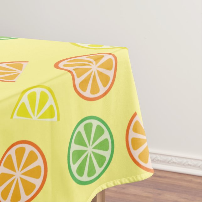 Citrus Fruit Slice Cute First Birthday Lemon Lime Tablecloth (In Situ)