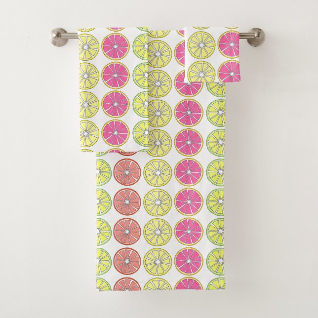 Citrus Fruit Slice Orange Lemon Lime Grapefruit Bath Towel Set (Insitu)