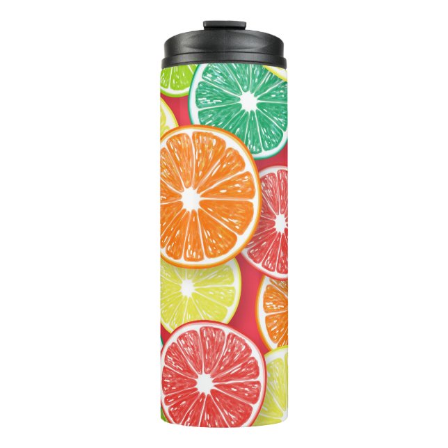 Citrus fruit slices pop art 2 thermal tumbler (Front)