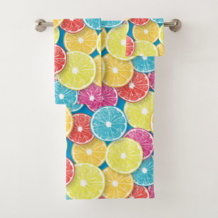 Citrus fruit slices pop art bath towel set
