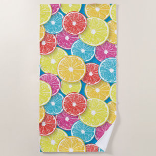 Citrus fruit slices pop art beach towel