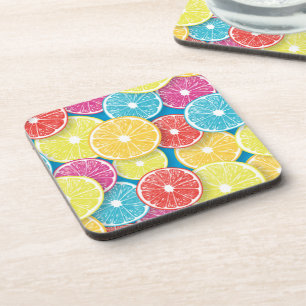Citrus fruit slices pop art coaster