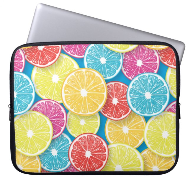 Citrus fruit slices pop art laptop sleeve (Front)