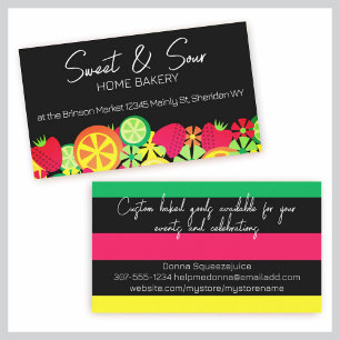citrus fruit strawberry chef catering business car card
