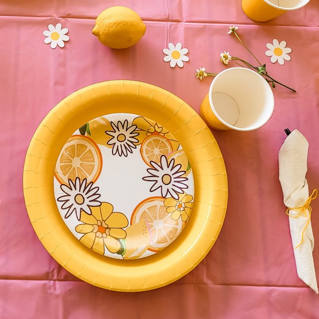 Citrus Fruit Summer Floral Paper Plate (Creator Uploaded)
