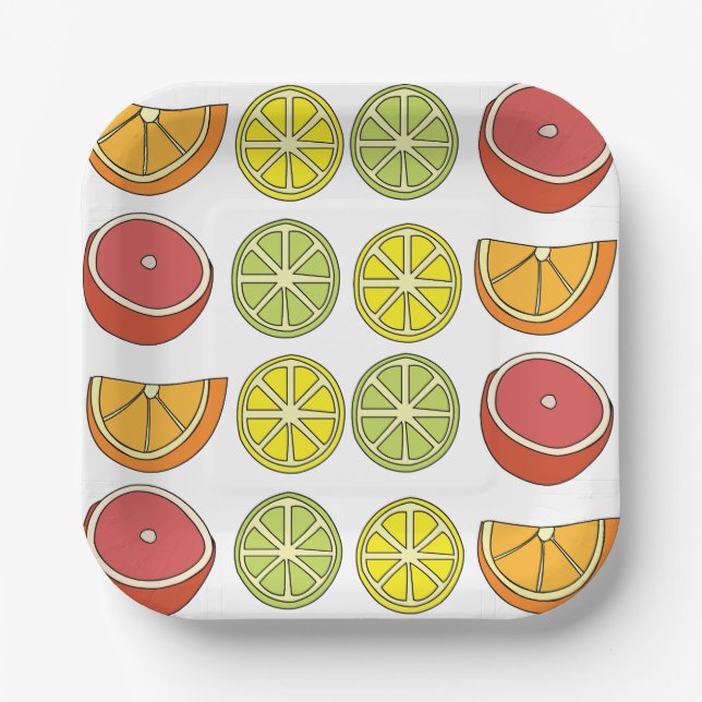 Citrus Fruit Summer Party Paper Plate (Front)