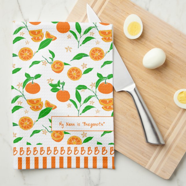 Citrus Fruits Art Handdrawn Oranges Pattern  Tea Towel (Quarter Fold)