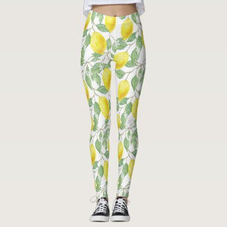 Citrus fruits botanical pattern.Active training Leggings
