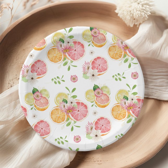 Citrus Fruits Bridal Shower Paper Plate (Creator Uploaded)