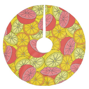 Citrus Fruits Bright Seamless Pattern Brushed Polyester Tree Skirt