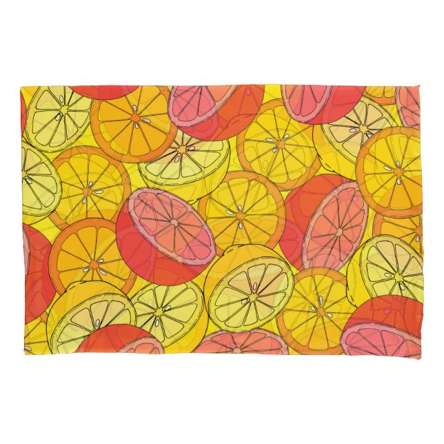 Citrus Fruits Bright Seamless Pattern Pillowcase (Front)
