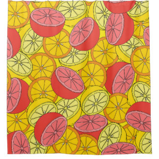 Citrus Fruits Bright Seamless Pattern Shower Curtain