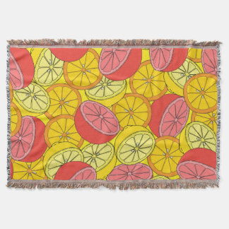 Citrus Fruits Bright Seamless Pattern Throw Blanket