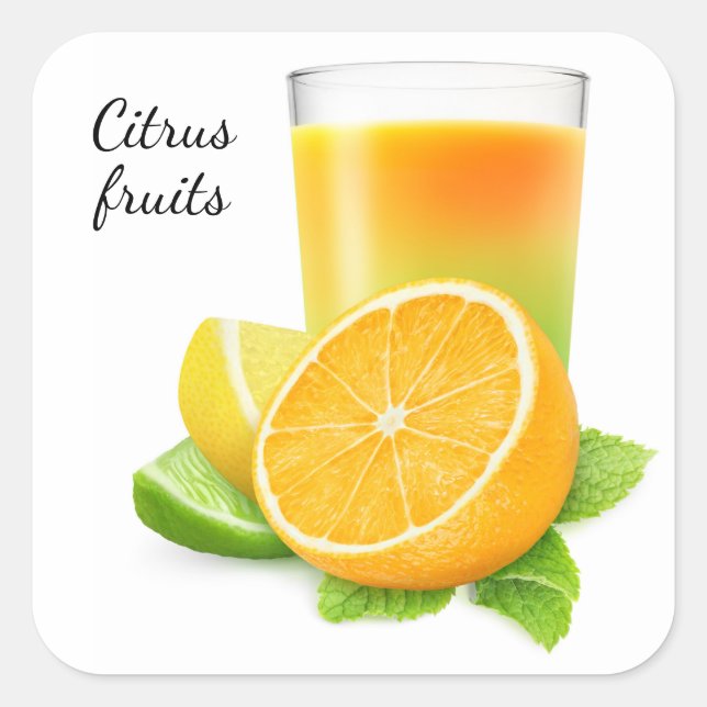 Citrus fruits juice square sticker (Front)