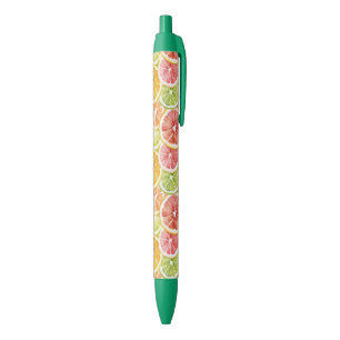 Citrus Fruits Lime Lemon Orange Grapefruit Black Ink Pen