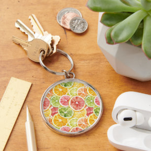 Citrus Fruits Lime Lemon Orange Grapefruit Key Ring