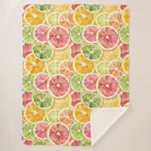 Citrus Fruits Lime Lemon Orange Grapefruit Sherpa Blanket