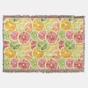 Citrus Fruits Lime Lemon Orange Grapefruit Throw Blanket