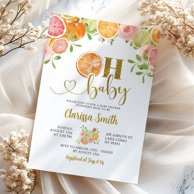 Citrus Fruits Summer Oh Baby Shower Invitation (Creator Uploaded)