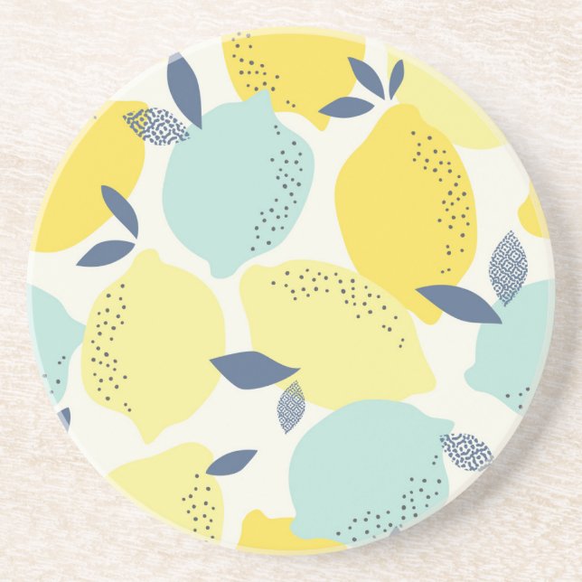 Citrus fruits, vibrant seamless pattern. coaster (Front)