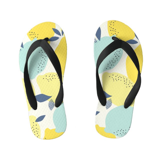 Citrus fruits, vibrant seamless pattern. kid's jandals (Footbed)