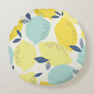 Citrus fruits, vibrant seamless pattern. round cushion