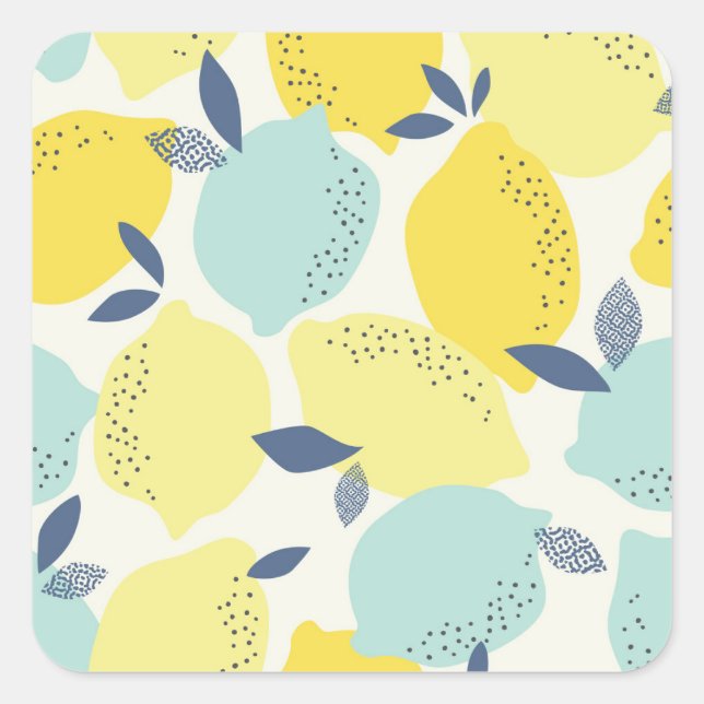 Citrus fruits, vibrant seamless pattern. square sticker (Front)