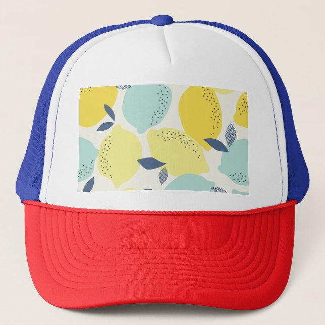 Citrus fruits, vibrant seamless pattern. trucker hat (Front)
