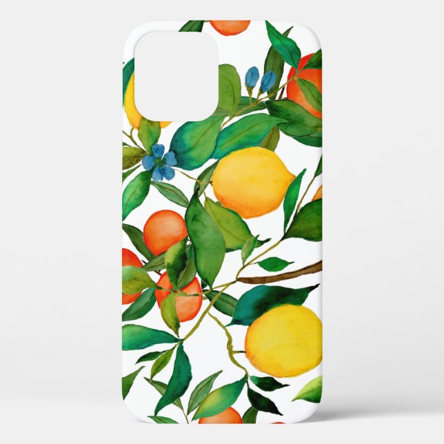 Citrus fruits, vibrant watercolor pattern. Case-Mate iPhone case (Back)