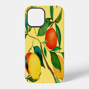 Citrus fruits, vibrant watercolor pattern. iPhone 12 case