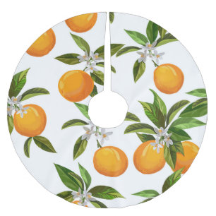 Citrus Fruits: Vintage Digital Illustration Brushed Polyester Tree Skirt