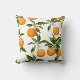 Citrus Fruits: Vintage Digital Illustration Cushion