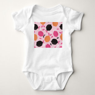 Citrus fruits, vintage textile pattern. baby bodysuit