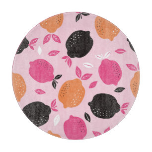 Citrus fruits, vintage textile pattern. cutting board