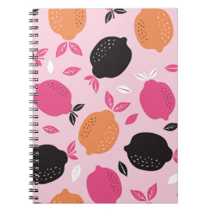 Citrus fruits, vintage textile pattern. notebook