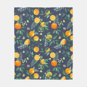 Citrus Fusion: Oranges with Tropical Flair Fleece Blanket