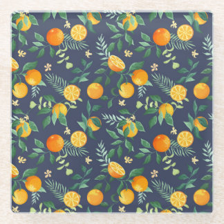Citrus Fusion: Oranges with Tropical Flair Glass Coaster