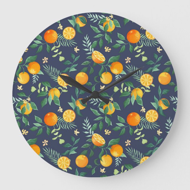 Citrus Fusion: Oranges with Tropical Flair Large Clock (Front)