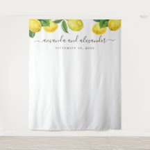 Citrus garden backdrop. Lemon wedding background