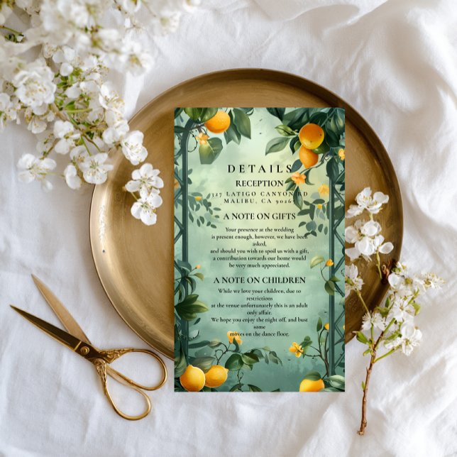 Citrus Garden Botanical Wedding Enclosure Card (Creator Uploaded)