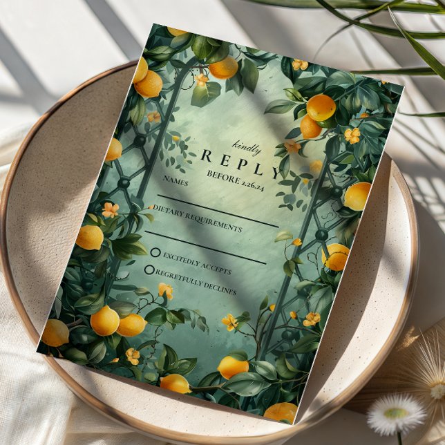 Citrus Garden Botanical Wedding RSVP Card (Creator Uploaded)