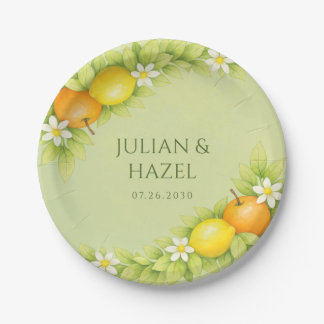Citrus Garden Orange & Lemon Wedding Paper Plate