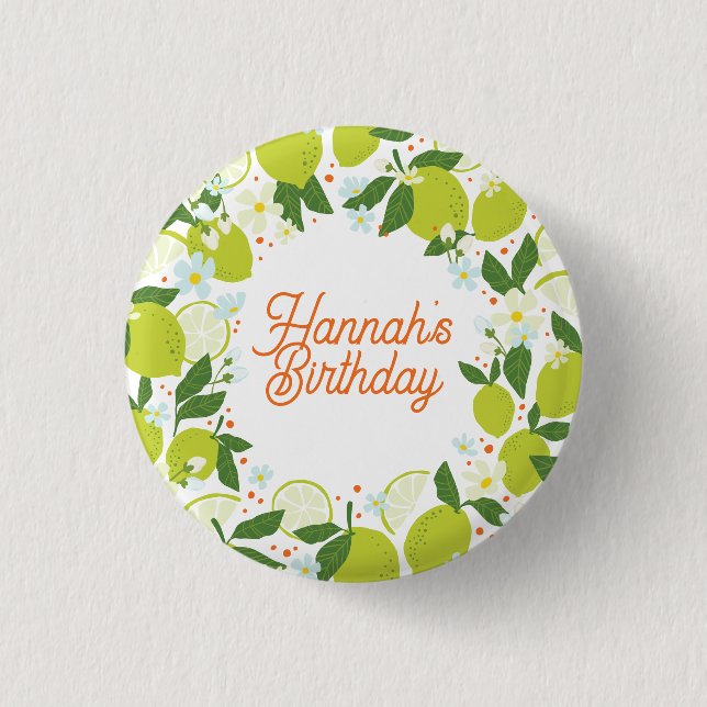 Citrus Garden Party Button - Editable Text Design (Front)