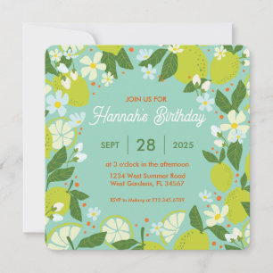 Citrus Garden Party Invitation - Mint Green Design