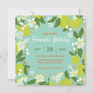 Citrus Garden Party Invitation - Mint Green Design